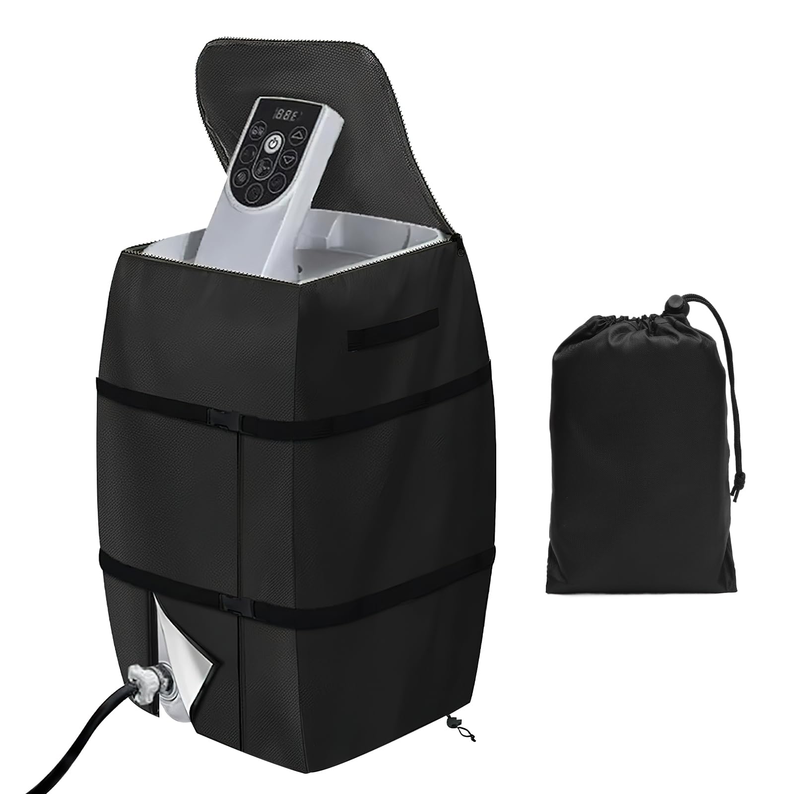 Hot Tub Pump Cover,Spa Heater Pump Cove, Lazy Spa Pump Cover Heater Pump Cover with Zipper Opening,420D Oxford cloth Waterproof Dustproof,For Outdoor Travel Bathtub Pools Inflatable Bathtubs(Black)