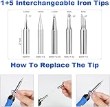 Flintronic 60W Adjustable Soldering Iron Kit 200-480℃ with 5 Tips Stand 10g view 2