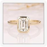 MoiuVieg Engagement Ring for Women 14k Gold Plated Sterling Silver 1CT/2CT/3CT Emerald Cut Solitaire Cubic Zirconia Promise Ring