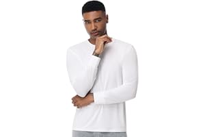 WiWi Viscose from Bamboo Men's Long Sleeve Tees Sun Protection Athletic Crew Neck Shirts for Pajamas S-XXL