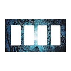 Spshian Light Switch Cover Teal Full Moon Forest 4