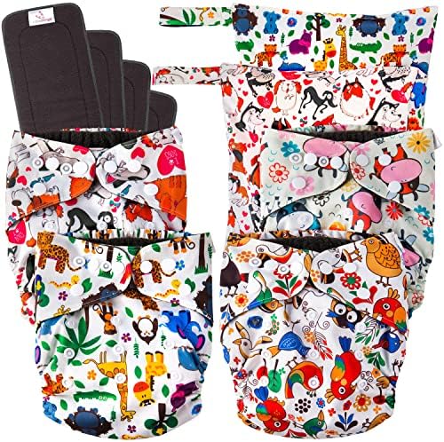 LA PETITE OURSE Cloth Diaper Inserts - 4-Layer High Absorbency Microfiber, Reusable Liners, CPSIA Certified, Pack Of 12
