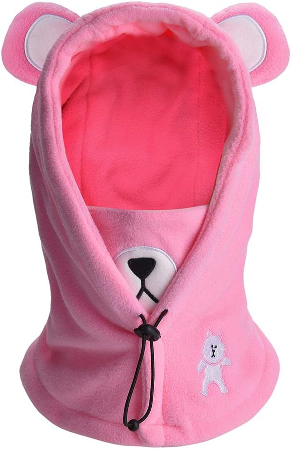 Boys Girls Winter Warm Hat Kid Fleece Lined Earflap Caps Windproof Balaclava Face Cover Mask
