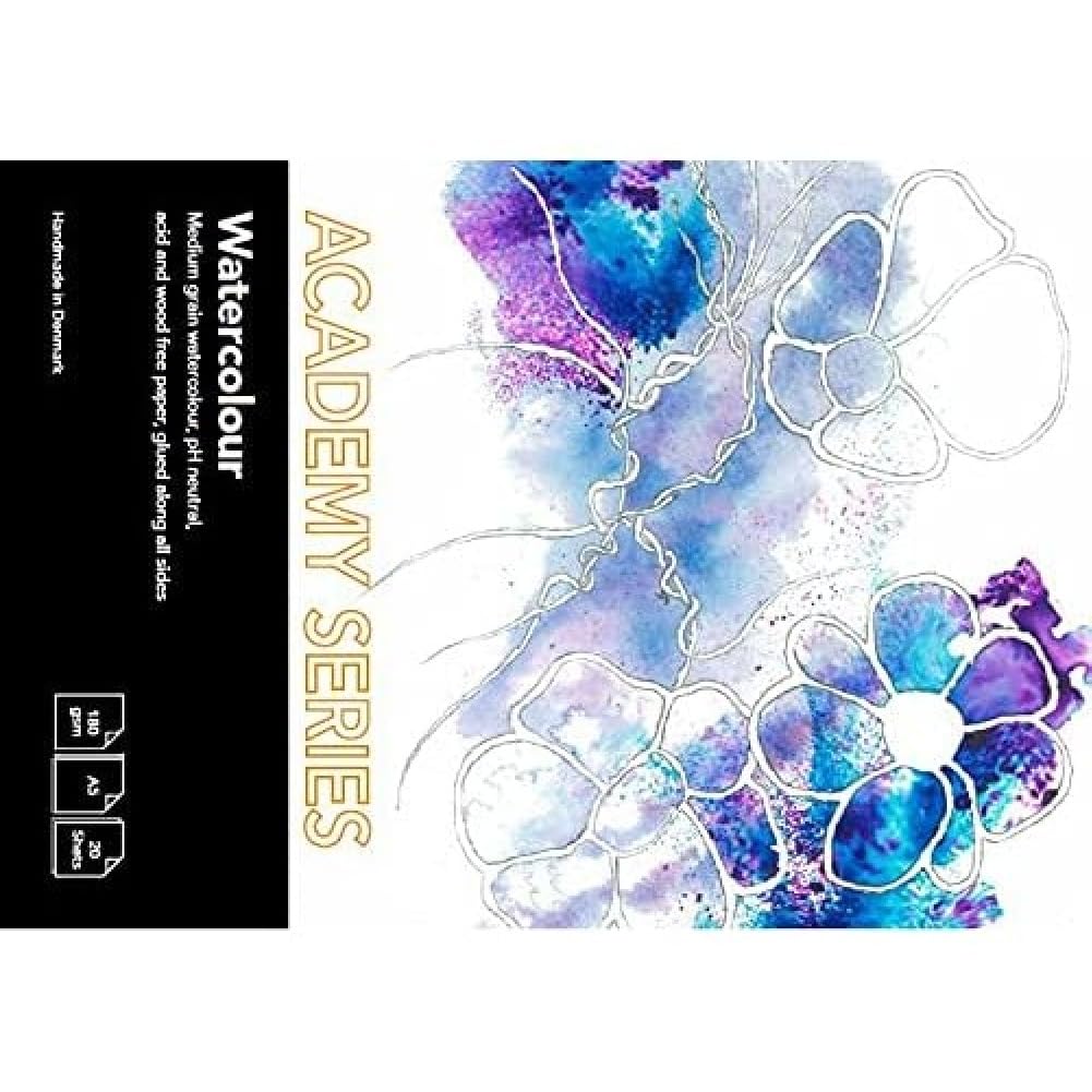 PLAY-CUT Academy Series Watercolour Paper A5 (White) Watercolour Pad 180 g/m² with 20 Sheets Watercolour Paper Colouring Pad DIN A5 Watercolour Pad for Watercolour Paints, White