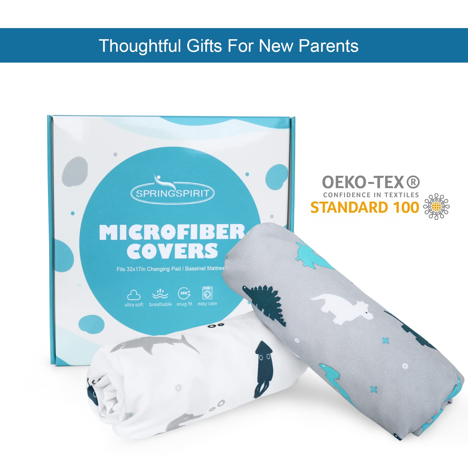 Changing Pad Cover for Boys Girls 2 Pack, Comfy & Breathable Changing Table Cover for 32''x16