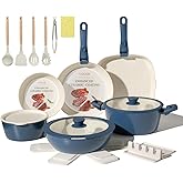 23Pcs Ceramic Cookware Set Non Stick Pots and Pans Set Non Toxic with Detachable Handle Induction Kitchen Cookware Set Space 