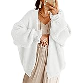 Saodimallsu Womens Oversized Open Front Cardigan Fall Ruffle Lantern Long Sleeve Chunky Knit Loose Sweater Coats