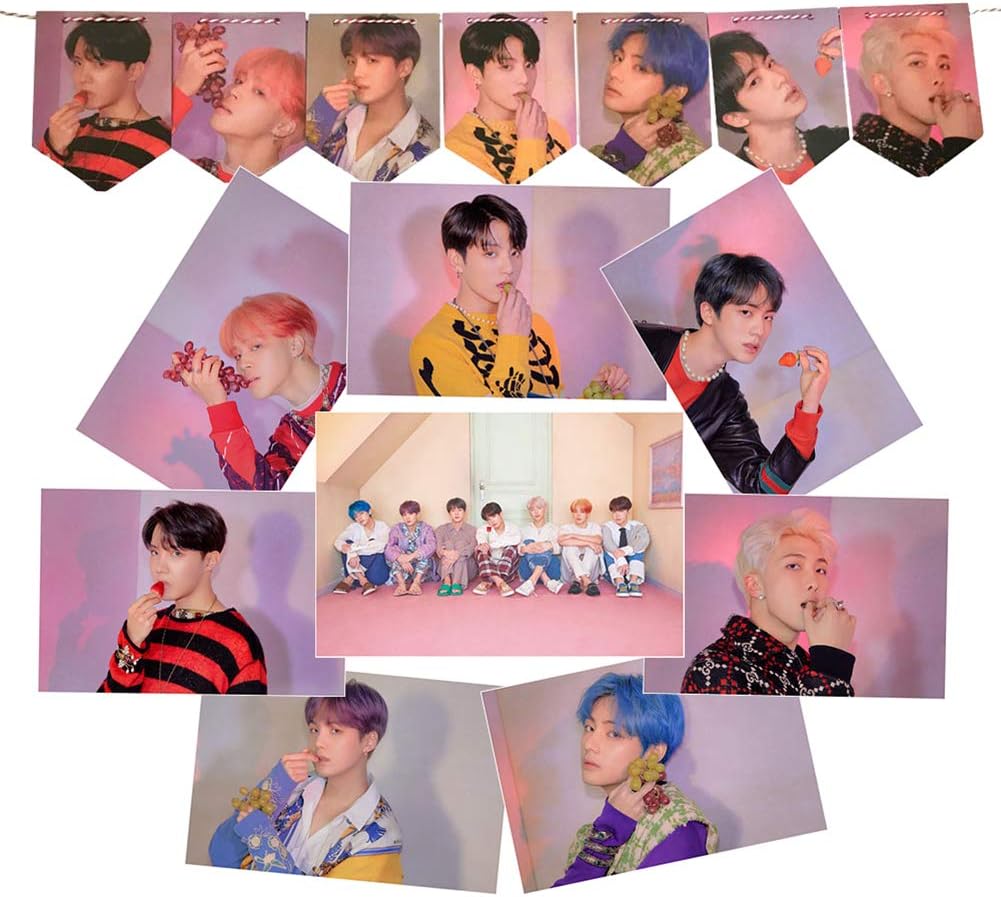 DYLLGL Bangtan Boys Map of The Soul: Bangtan Boys Poster 8 Sheets + Bangtan Boys Hanging Flag 7 PCS 2 Meter Banner for Home Decor Party Decoration Set