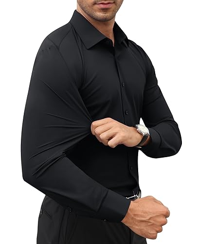 Lion Nardo Slim Fit Black Dress Shirts for Men Wrinkle Free Mens Dress  Shirts Long Sleeve Big Muscle Fit Button Up Shirt in Dubai - UAE