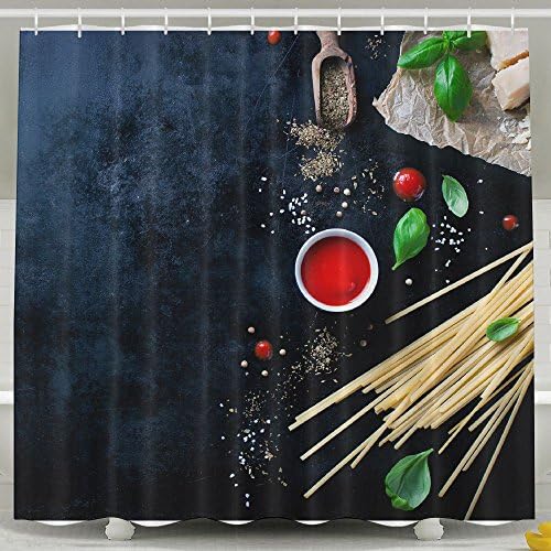 ZiXia Food Frame Italian Food Background Healthy Food Concept Or Ingredients Apartment Decor White Shower Curtains 6072inch Polyester Artwork Print
