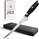 TUO Fillet Knife, 7 Inch Professional Fish Boning Knife for Trimming Meat & Poultry, Flexible Blade, High Carbon German Steel, Riveted Handle - Falcon Series