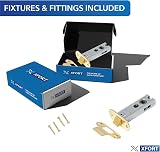 XFORT Polished Brass Radius Tubular Latch for Internal Wooden Doors 75mm view 2