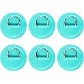 LOOEEL 6 Pack Stainless Steel D-Ring Circular Patch for PVC Inflatable Boat Kayak SUP Canoe Deck Surfboard Accessories,NO Glue Include.-Cyan