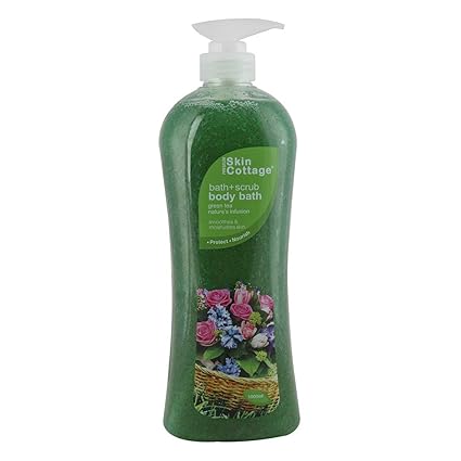 Skin Cottage Bath+Scrub Body Bath, Green Tea Natures Essence - 1000ml
