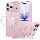 Peerock for iPhone 17 Pro Case: with 360° Spin Magnetic Stand, Camera Control Button, Fit for MagSafe, Military Drop Protective Slim Phone Cover for 17Pro with Ring Kickstand, 6.3", Pink