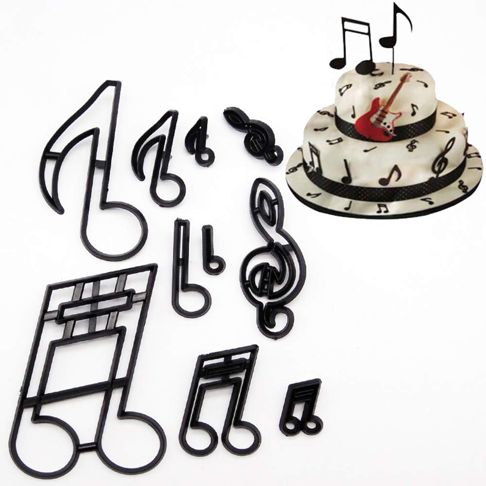 Musical Note Fondant Cutter, Wo-Yoqi 10PCS Cookie Cutters Set for Party/Anniversary/Wedding/Engagement Cake Decorating Fondant Mould Sugar Craft Cutting Tool (Musical)