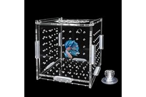 GKPONSX Acrylic Fish Breeding Box, Transparent Fish Isolation Box Hatchery Incubator with Suction Cups for Aquarium Fish Tank Guppy Shrimp Clownfish African Cichlids (4 * 4 * 4inch)