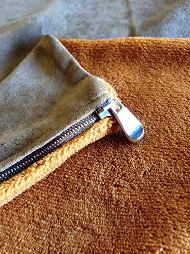 Replacement Sudan Brown Coral Fleece Micro Plush Brown MicroSuede External Zippered Flat Style Duvet External Cover for Dog Bed (47''x29'')