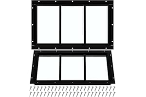 Tandefio 2 Pack 10'' x 18'' Black Basement Garage Door Flush Mount Shed Window with Tempered Glass Household Windows with Sre