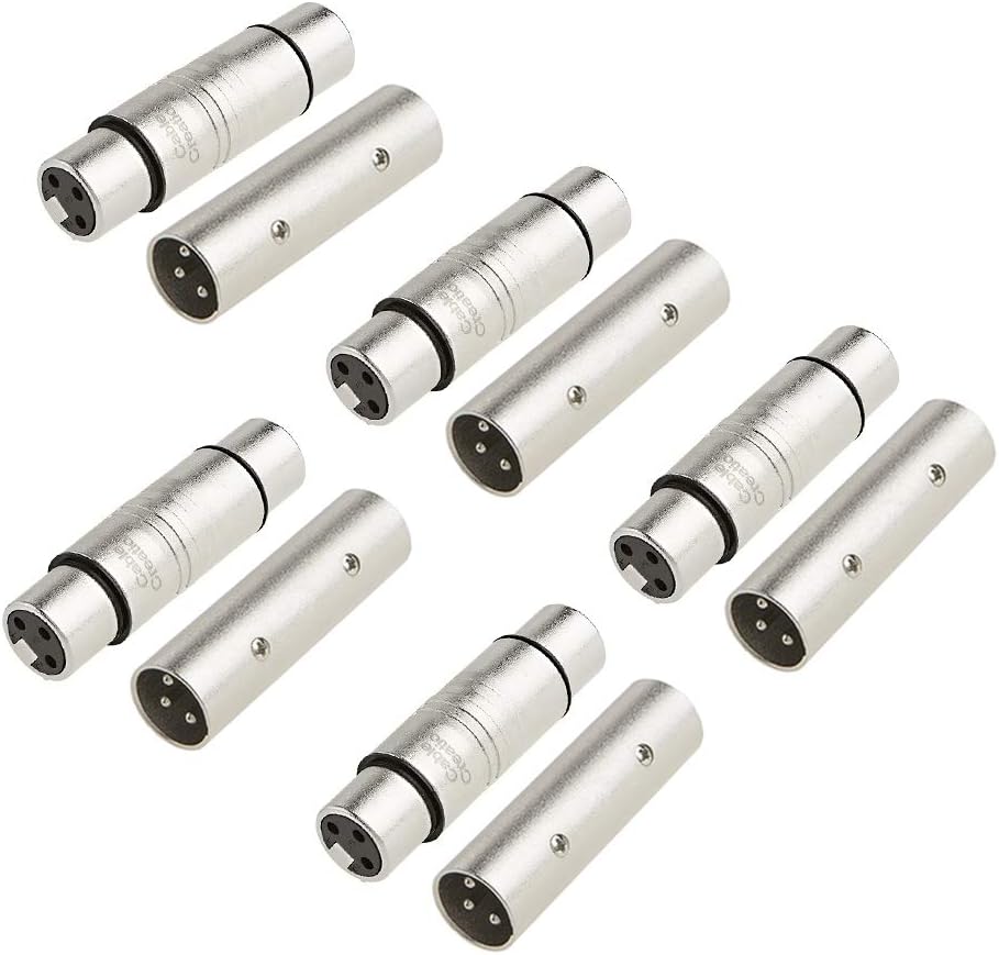 CableCreation [5-Pair] XLR Female to Female & XLR Male to Male 3PIN Adapter Connector Compatible Microphone,Mixer,Silver