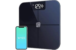BAIFROS Wyze Smart Scale, Wireless Digital Bathroom Scale for Body Weight, BMI, Body Fat Percentage, Heart Rate Monitor, App Connected, Bluetooth, 400 lb Capacity (Black)