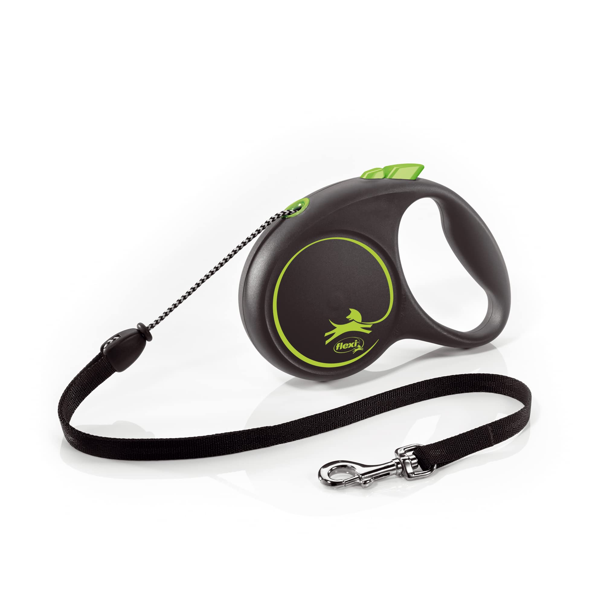 flexi Black Design M Cord 5 m black/green, retractable leash for dogs up to 20 kg