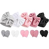 Newborn Baby Hats and Mittens Set Infant Bow Beanie Cap Toddler Gloves Newborn Hospital Hats for Baby Boy Girl 0-6 Months