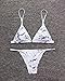X-HERR Women Push up Triangle Brazilian Thong Bikini Set Swimsuits(Marble & White,Medium)