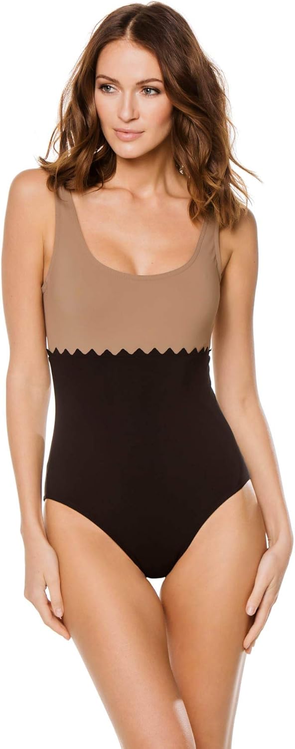 rick rack room on Karla Colletto Women S Rick Rack Over The Shoulder One Piece Swimsuit Black Latte 6 At Amazon Women S Clothing Store