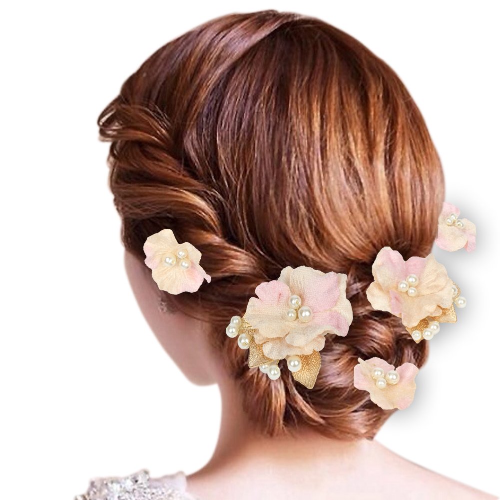 Decorative Hair Comb 2pc With Fabric Flower Shaped Hair