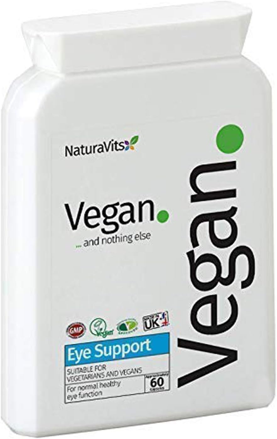 NaturaVits Vegan Eye Support Supplement, Vegan and Nothing Else, 60 Capsules, Made in The UK, 2 Months Supply
