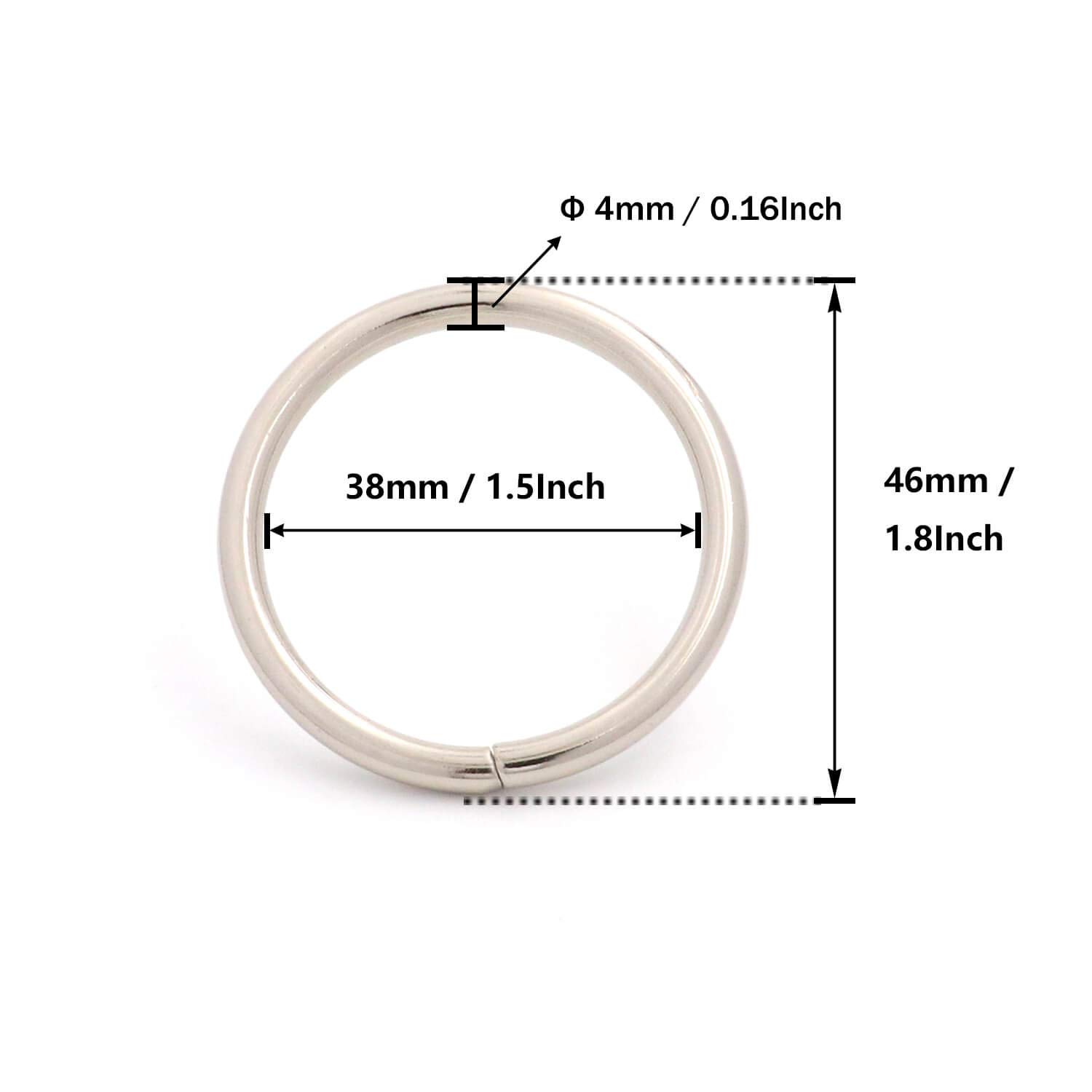 BIKICOCO 1-1/2'' Metal O-Ring Buckle Connector Round Loops Non Welded for Bags Webbing Purse and Belt Straps, Silver, Pack of 20