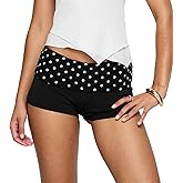 Qmlyev Foldover Polka Dot Shorts for Women Cute Micro Short Fold Over Pajama Bottoms Slim Fit Y2k Going Out Mini Shorts