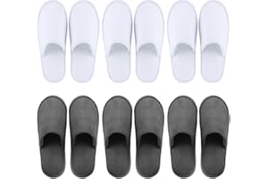 OUREAMOD 6 Pairs Spa Slippers for Men and Women Fleece Non Slip Disposable Slippers Bulk Pack for Guest,Travel,House, Indoor, Bedroom, Spa, Shoeless Home,Hotel,Wedding Bride Slippers,Washable and Reusable