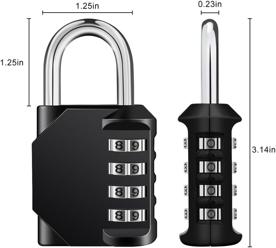 ZHEGE Lock, 4 Digit Combination Padlock Outdoor, School Lock, Gym Lock and Black Lock - - 
