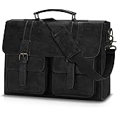 Leather Messenger Bag for Men 15.6 Inch Vintage Laptop Bag Waterproof Briefcases for Men Computer Bag Satchel for Work/Office