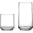 Anchor Hocking Finlandia Drinking Glasses, 16 Piece Set, (8) 12 Ounce, (8) 16 Ounce, Clear Glass