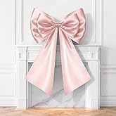 Giant Pink Bow Christmas Decorations, Double-layer Satin Bows for Coquette Room Decor, Christmas Tree Topper Bow for Home Wreath Wall Backdrop Birthday Wedding Party Decor (Pink Bow, 18 x 24 Inches)
