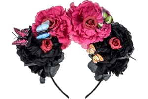 June Bloomy Day of the Dead Headpiece Halloween Costume Headpiece Mexican Floral Crown Rose Headband