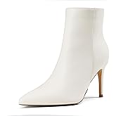 Elisabet Tang stylish fall winter heeled ankle boots for women 3.14 inch - Cute closed toe pointy stiletto booties for work party travel