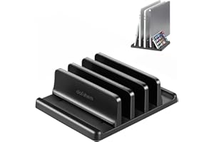 Dofuhem 3-Slot Vertical Laptop Stand Holder Adjustable ABS Plastic Desktop Notebook Dock，Space-Saving for All MacBook/Surface/Samsung/HP/Dell/Chrome Book，Black…