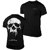 Gymreapers Skull Moisture Wicking T-Shirts for Men - Short Sleeve Workout Gym Shirts - Running Athletic Tees & Dry Fit Tshirt