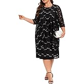 Women's Plus Size 2 Piece Mother of The Bride Dress Jacket Set Tea Length Sequin Lace Dress Formal Evening Gowns