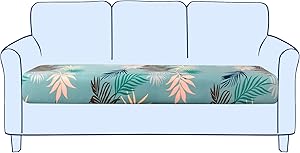 subrtex Spandex Elastic Couch Covers Stretch Leaves Printed Chair Slipcover Furniture Protector for Sofa Seat Cushion (Large,Green)