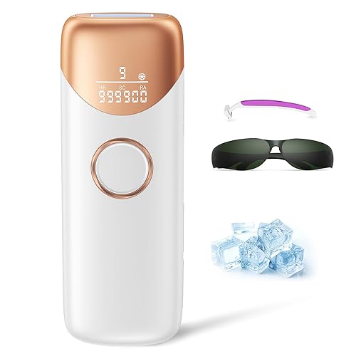 Beauris IPL Hair Removal Device with Ice Cooling, 999,900 Flashes Laser Hair Removal Device, 9 Energy Levels, Painless at Home Laser Hair Remover for Facial Bikini Line Leg Body, White