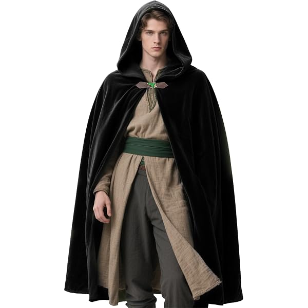 Capa De Terciopelo Con Capucha Para Adultos - Disfraz Halloween, Vampiro, Medieval, Varias Tallas