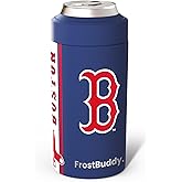 Frost Buddy MLB Universal Buddy - Fits All - Stainless Steel Can Cooler for 12 oz & 16 oz Regular or Slim Cans & Bottles - Stainless Steel, Boston Baseball