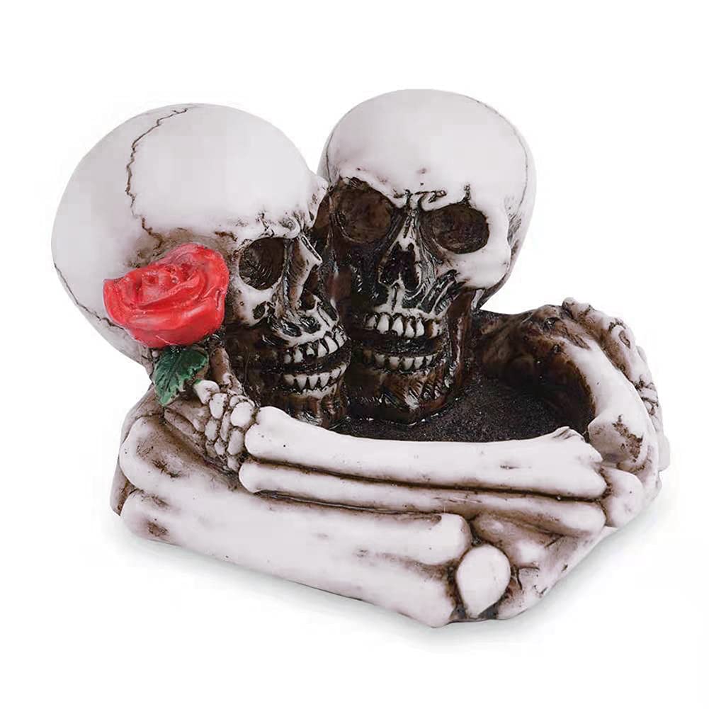 Skull Lovers Ashtray Halloween Ashtray Resin Skeleton Ashtray Human Skull Ashtray Valentines Day Gift Rose Ashtray Human Head Skull Halloween Skull Decorations Decor Decorative Skull Skeleton Ornament