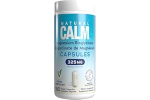 Natural Calm Pure Magnesium Bisglycinate Supplement-325mg Magnesium Supplement Capsules-Pure - No Fillers-No Oxide-Gentle Hig