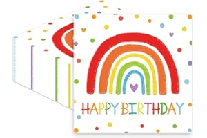 LDFDRT Happy Birthday Paper Napkins Disposable Rainbow Dessert Napkins Party Supplies for Baby Shower Weddings,Birthday,Bar Party Favors